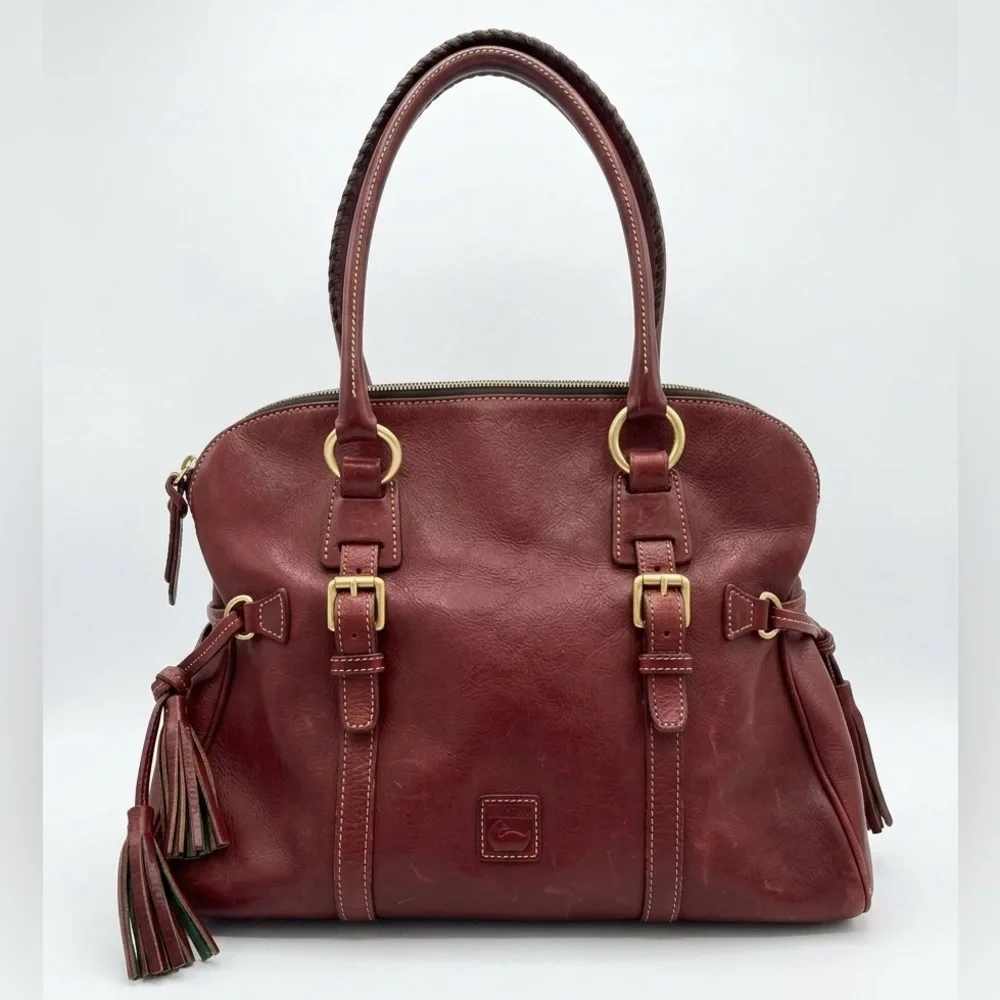 Dooney & Bourke Florentine Leather Domed Buckle Satchel in Bordeaux
